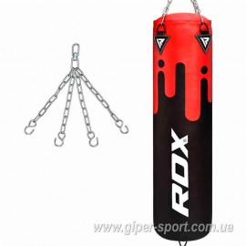 Боксерский мешок RDX Leather Black/Red 1.5 м, 45-55 кг