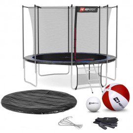 Батут Hop-Sport 10ft (305cm) черно-синий с внутренней сеткой (4 ноги)