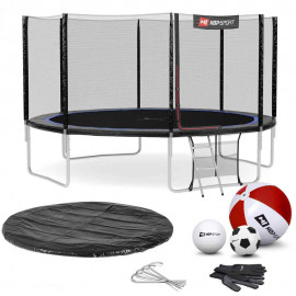 Батут Hop-Sport 14ft (427cm) черно-синий с внешней сеткой