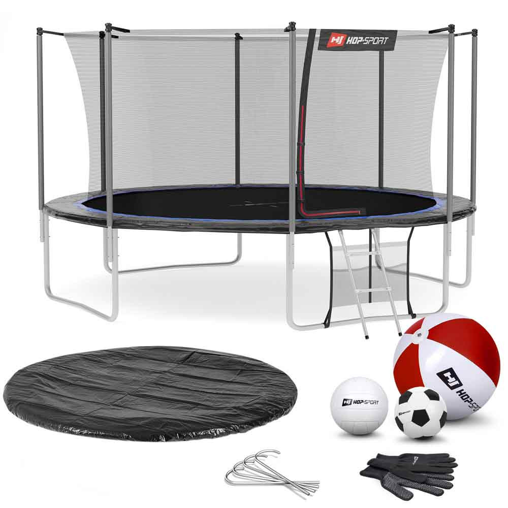 Батут Hop-Sport 14ft (427 см) черно-синий с внутренней сеткой