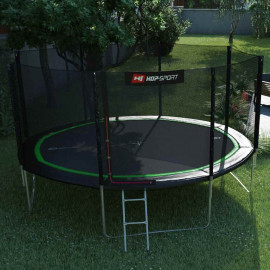 Батут Hop-Sport 14ft (427 см) черно-зеленый с внешней сеткой