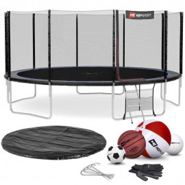 Батут Hop-Sport 16ft (488 cm) черно-синий с внешней сеткой