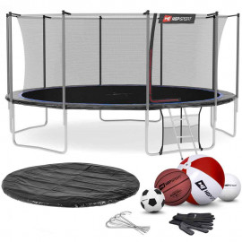 Батут Hop-Sport 16ft (488 cm) черно-синий с внутренней сеткой