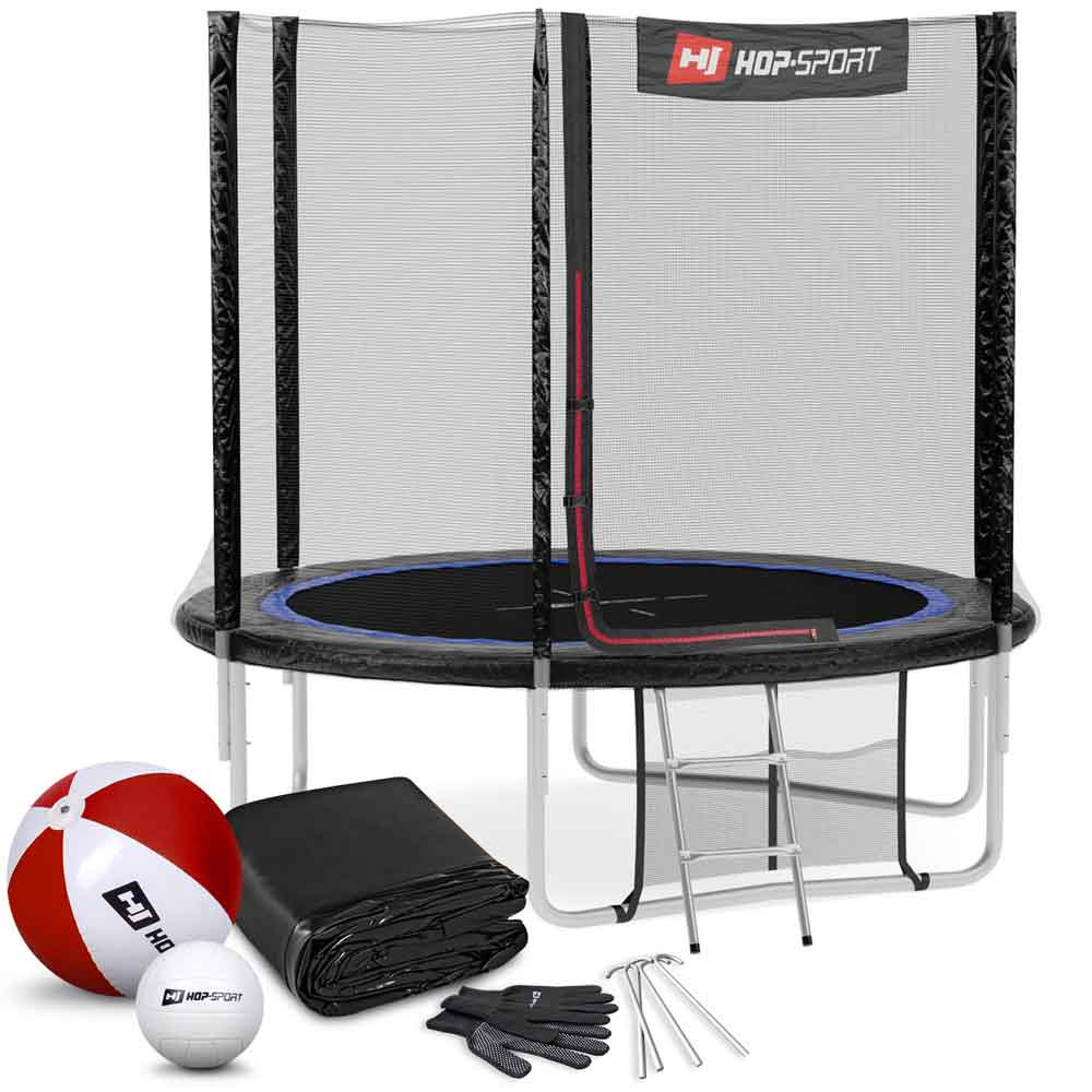 Батут Hop-Sport 8ft (244cm) черно-синий с внешней сеткой