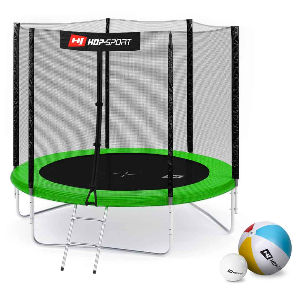 Батут Hop-Sport 8ft (244cm) зеленый с внешней сеткой